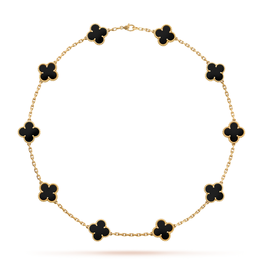 [OAKJURI Jewelry]CLOVER 10 MOTIFS ONYX NECKLACE