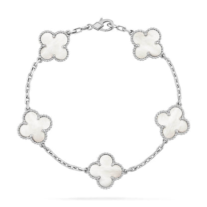 [OAKJURI Jewelry]CLOVER WHITE PEARL MOP 5 MOTIF BRACELET COLLECTION
