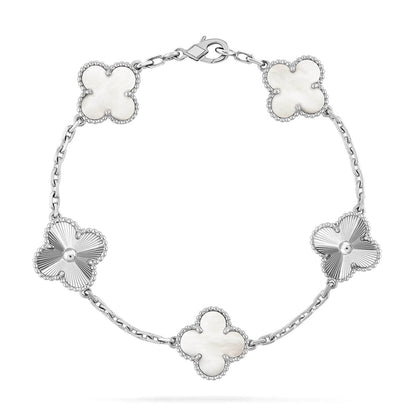 [OAKJURI Jewelry]CLOVER WHITE PEARL MOP 5 MOTIF BRACELET COLLECTION