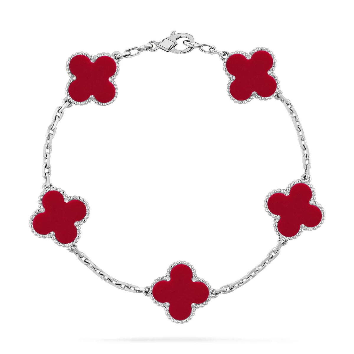 [OAKJURI Jewelry] CLOVER 5 MOTIF RED CORNELIAN BRACELET COLLECTION