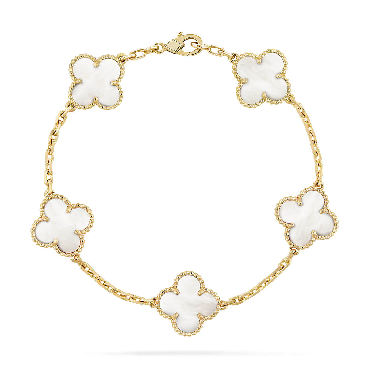 [OAKJURI Jewelry]CLOVER WHITE PEARL MOP 5 MOTIF BRACELET COLLECTION