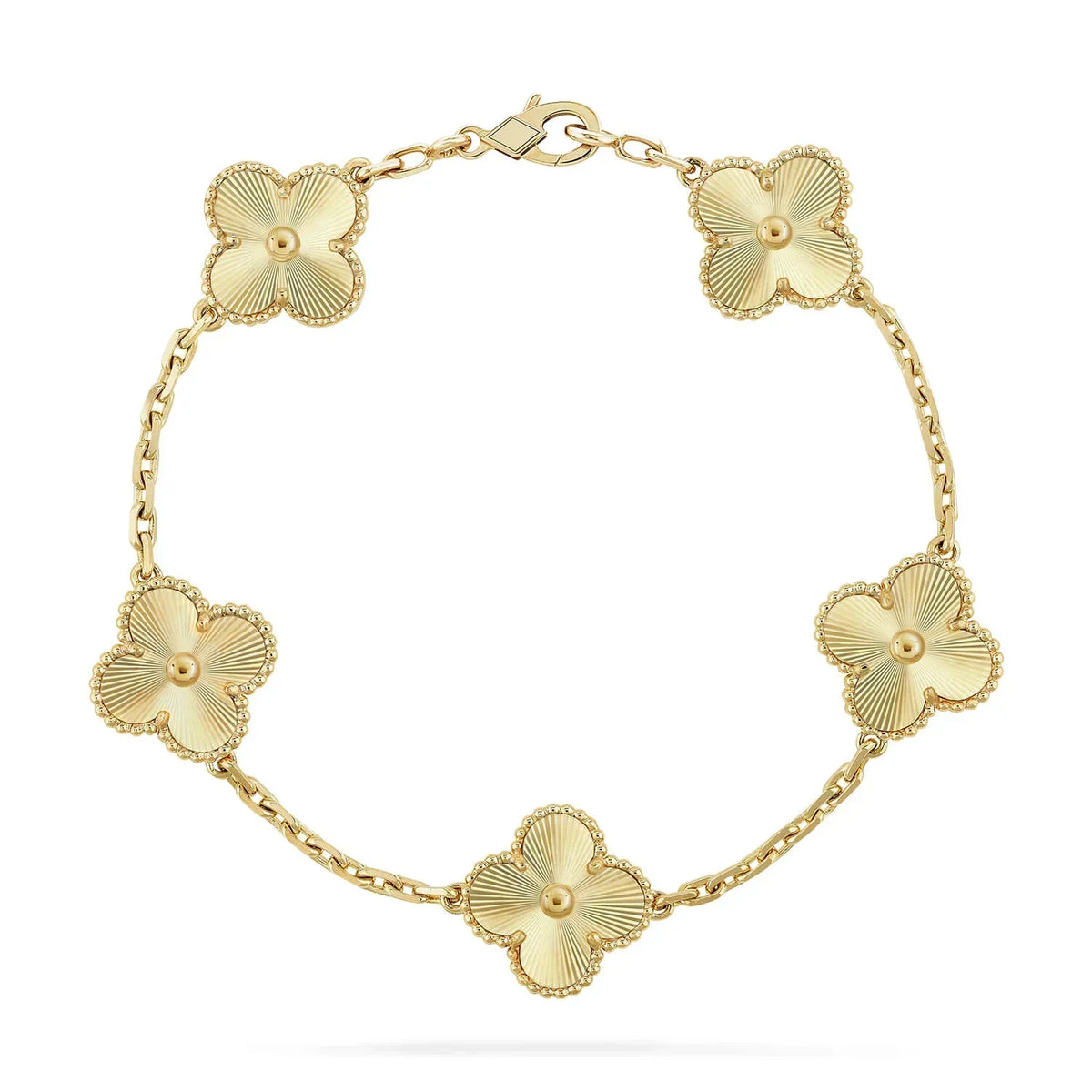 [OAKJURI Jewelry]Clover Laser  Pulsar Stone 5-Motif & LOVE Diamond-Paved Bracelet Stack Set