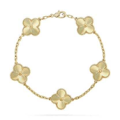 [OAKJURI Jewelry]Clover Laser  Pulsar Stone 5-Motif & LOVE Diamond-Paved Bracelet Stack Set