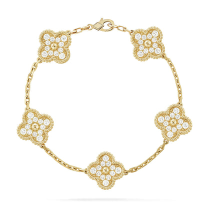 [OAKJURI Jewelry] CLOVER 5 MOTIF FULL DIAMOND BRACELET COLLECTION