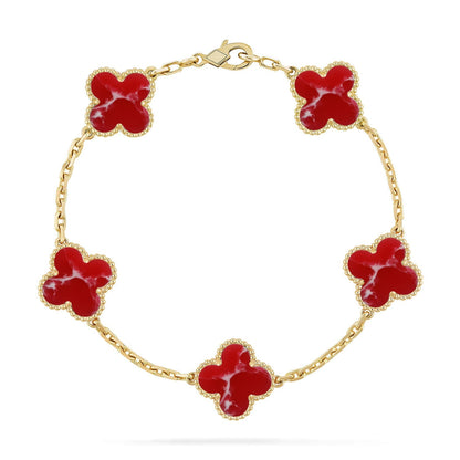 [OAKJURI Jewelry]CLOVER 5 MOTIF RED PATTERN BRACELET COLLECTION