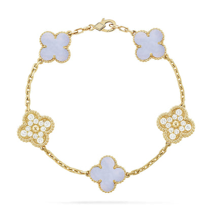 [OAKJURI Jewelry] CLOVER 5 MOTIF PURPLE CHALCEDONY BRACELET COLLECTION