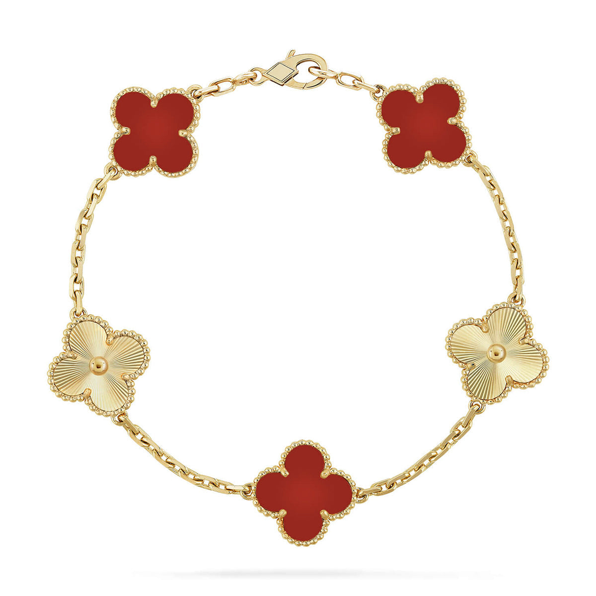 [OAKJURI Jewelry]Clover & Love Diamond-Paved Radiant Line 2-Piece Bracelet Stack Set