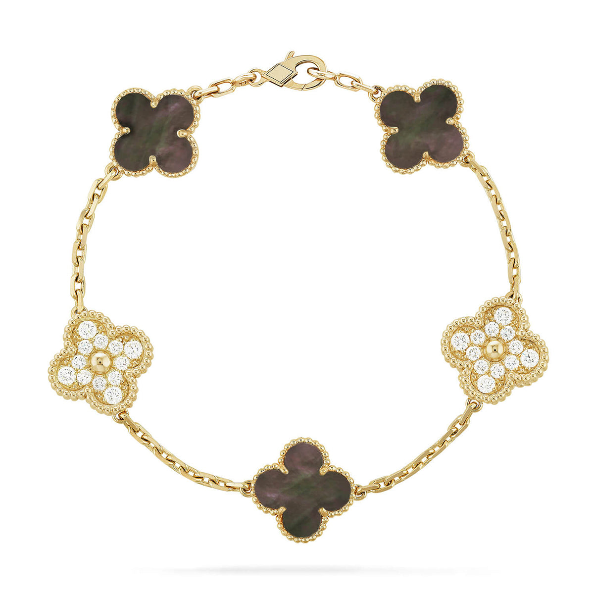 [OAKJURI Jewelry] CLOVER 5 MOTIF GRAY MOP BRACELET COLLECTION