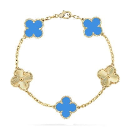 [OAKJURI Jewelry] CLOVER 5 MOTIF BLUE AGATE BRACELET COLLECTION