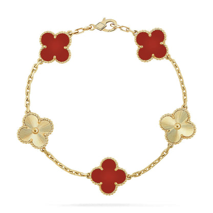 [OAKJURI Jewelry] CLOVER 5 MOTIF RED CORNELIAN BRACELET COLLECTION