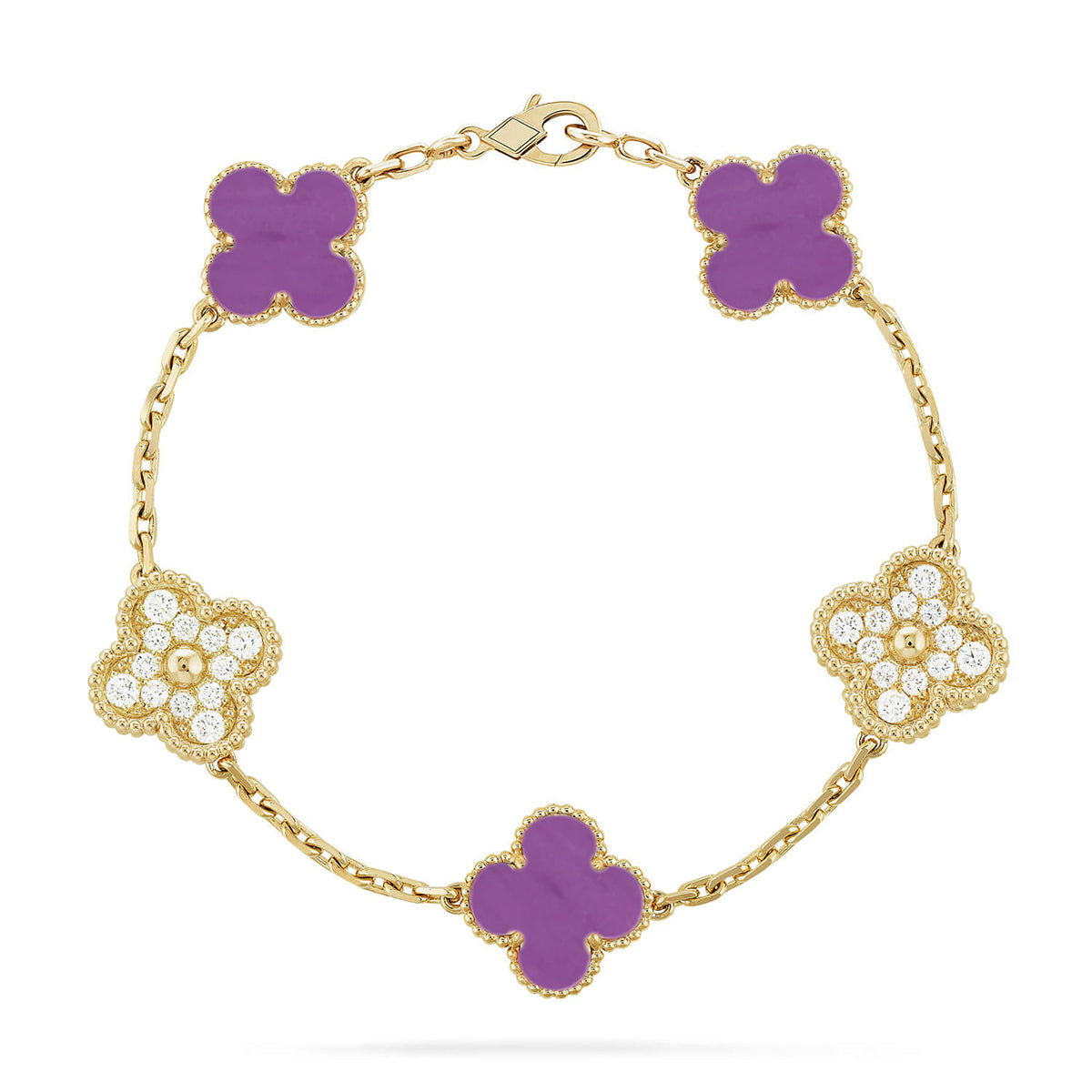 [OAKJURI Jewelry] CLOVER 5 MOTIF VIOLET BRACELET COLLECTION