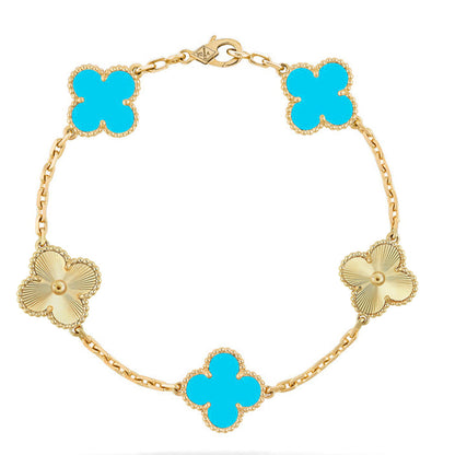 [OAKJURI Jewelry] CLOVER 5 MOTIF TURQUOISE BRACELET COLLECTION