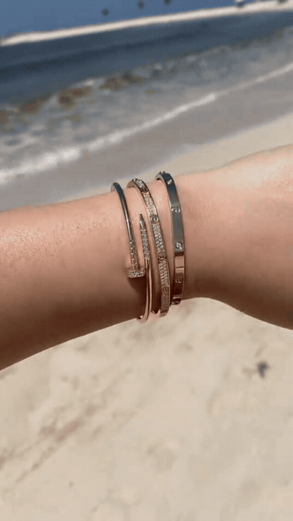 [OAKJURI Jewelry] JUSTE Diamond & LOVE Diamond Bracelet Stack Set