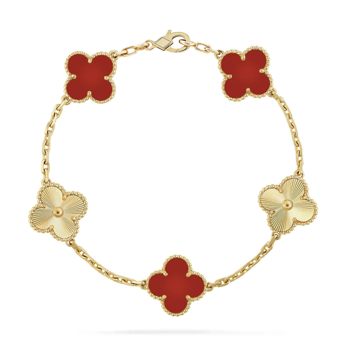 [OAKJURI Jewelry]CLOVER  5 MOTIFS CARNELIAN GOLD BRACELET