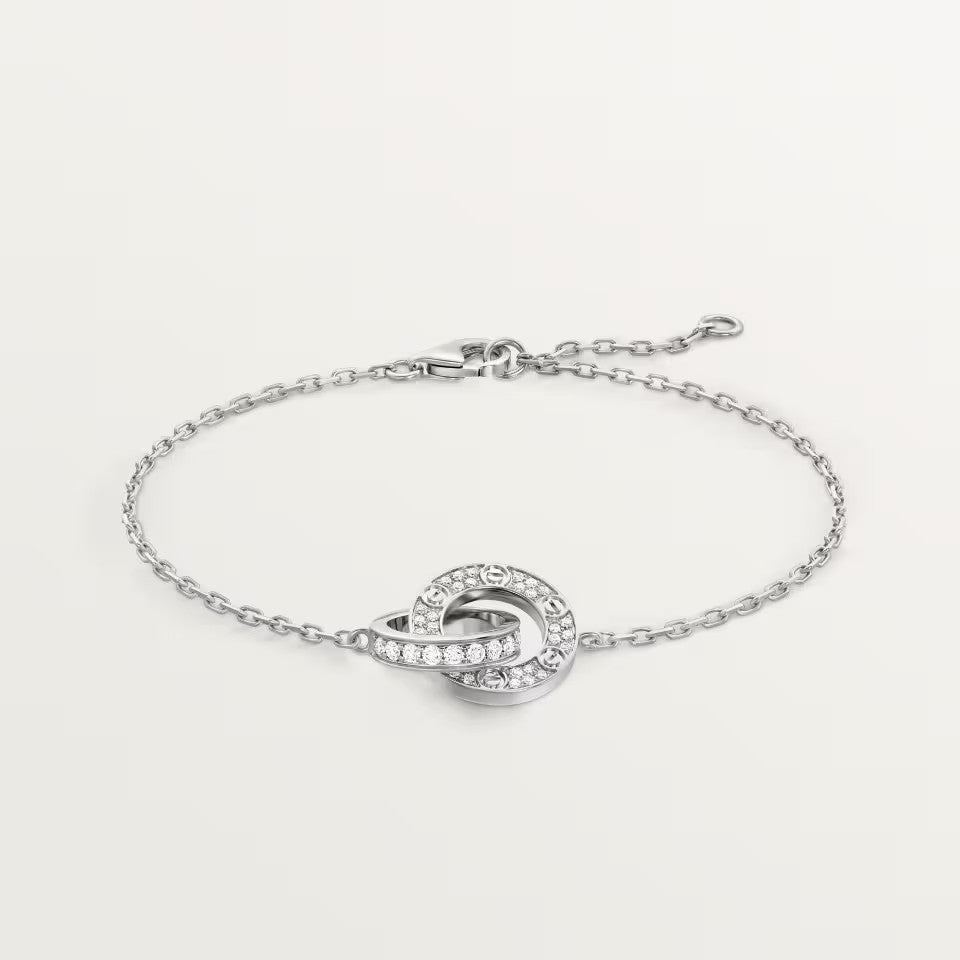 [OAKJURI Jewelry] LOVE DOUBLE RING FULL DIAMOND BRACELET