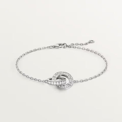 [OAKJURI Jewelry] LOVE DOUBLE RING FULL DIAMOND BRACELET