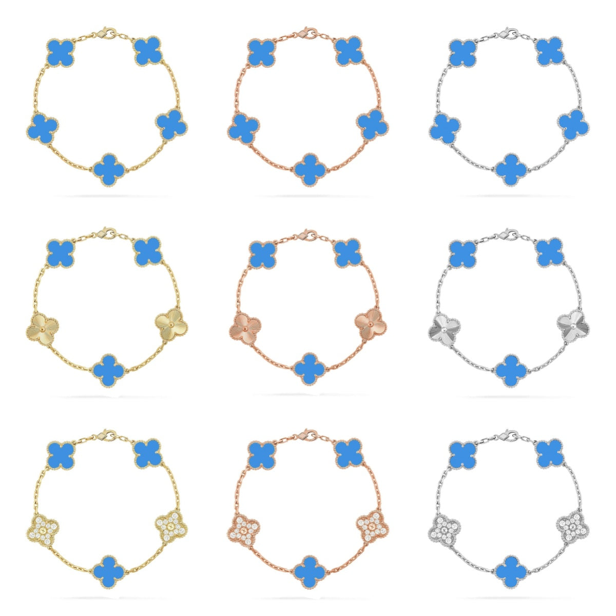 [OAKJURI Jewelry] CLOVER 5 MOTIF BLUE AGATE BRACELET COLLECTION