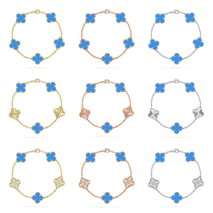 [OAKJURI Jewelry] CLOVER 5 MOTIF BLUE AGATE BRACELET COLLECTION
