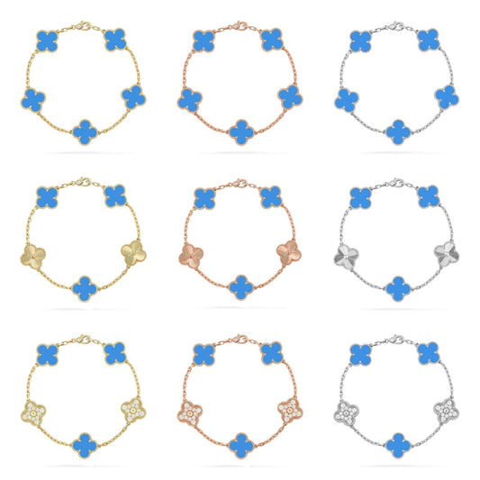 [OAKJURI Jewelry] CLOVER 5 MOTIF BLUE AGATE BRACELET COLLECTION