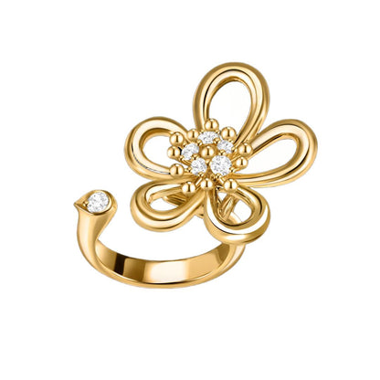 [OAKJURI Jewelry]  FLOWERLACE OPEN RING 5 DIAMONDS