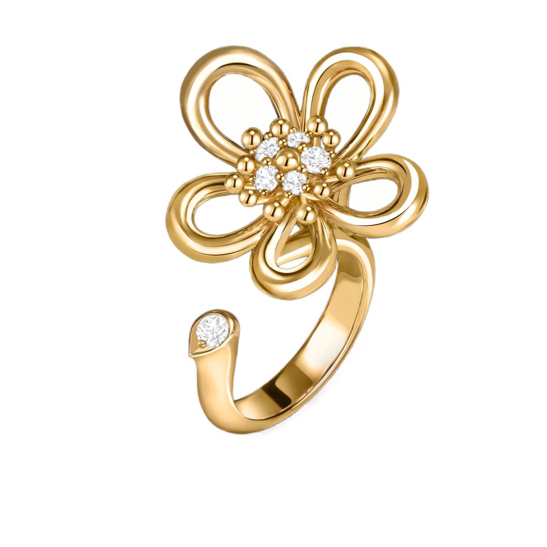 [OAKJURI Jewelry]  FLOWERLACE OPEN RING 5 DIAMONDS