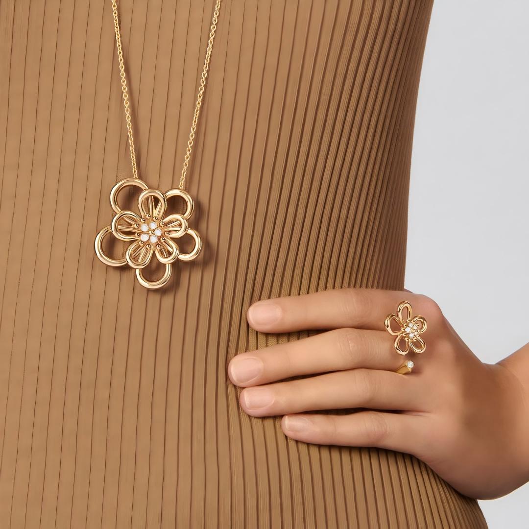 [OAKJURI Jewelry]  FLOWERLACE OPEN RING 5 DIAMONDS