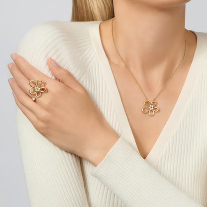[OAKJURI Jewelry]  FLOWERLACE OPEN RING 5 DIAMONDS