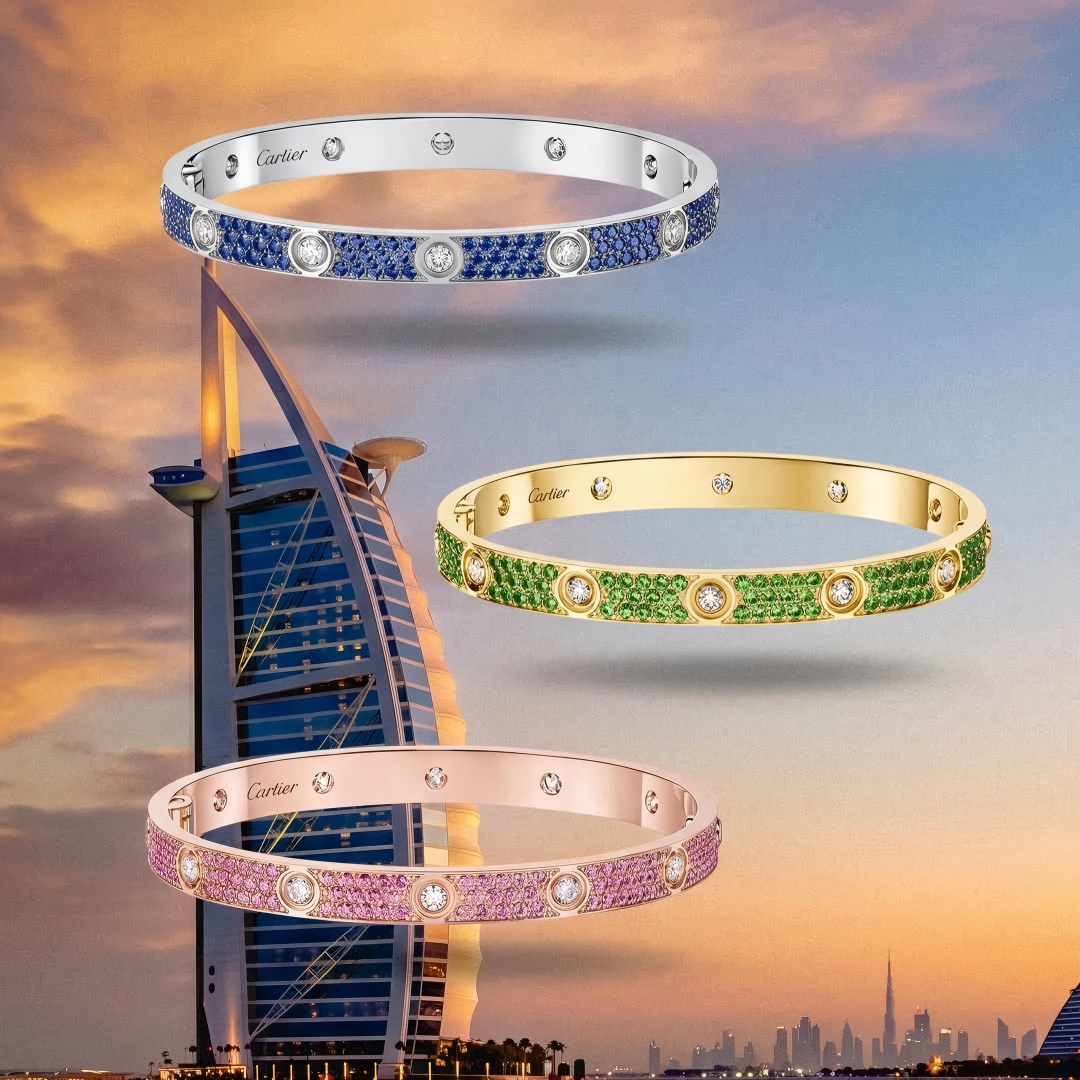 [OAKJURI Jewelry]2026 PAVE GEMSTONE LOVE BRACELET 6.1MM 10 DIAMONDS