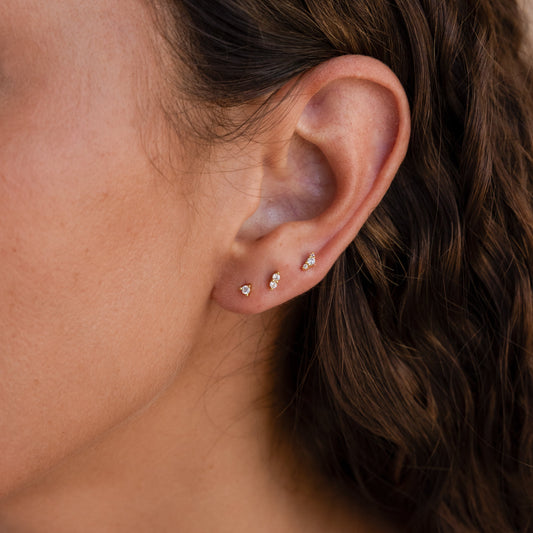 Tiny Diamond Flatback Studs Set