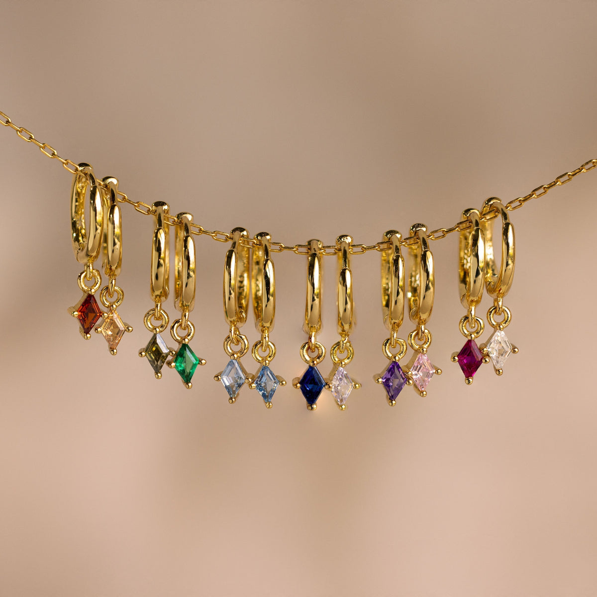 Birthstone Drop Huggies