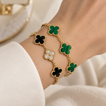 [OAKJURI Jewelry]Clover 5 Motifs  Duo Bracelet Stack Set