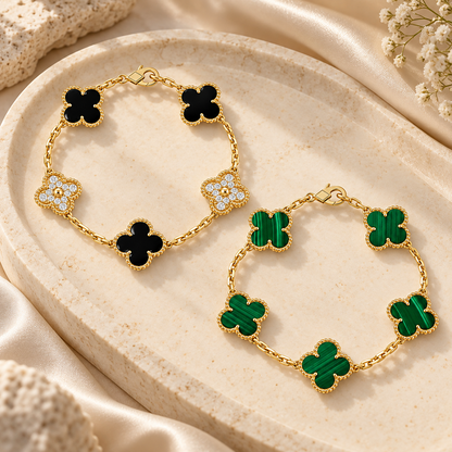 [OAKJURI Jewelry]Clover 5 Motifs  Duo Bracelet Stack Set