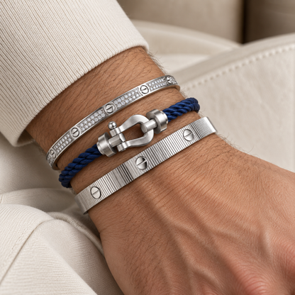 [OAKJURI Jewelry]Love & Force Large Horseshoe Trio Bracelet Stack Set