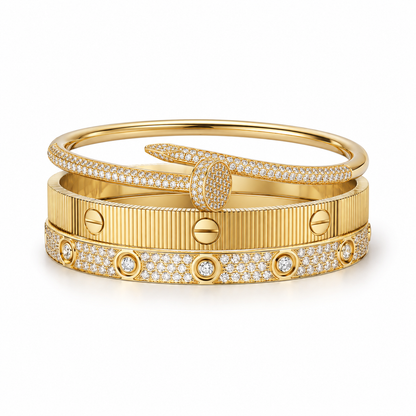 [OAKJURI Jewelry]Love & Juste Statement Bracelet Trio Stack Set
