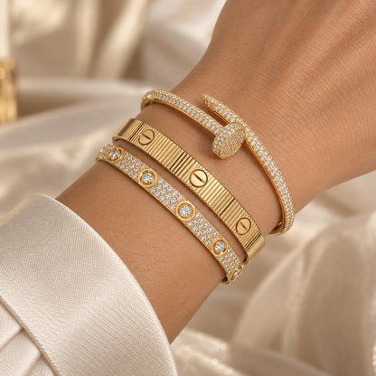[OAKJURI Jewelry]Love & Juste Statement Bracelet Trio Stack Set