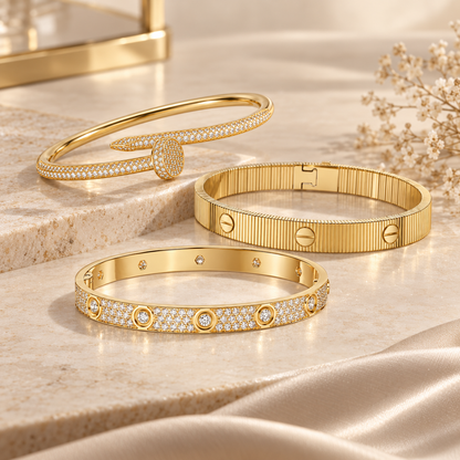 [OAKJURI Jewelry]Love & Juste Statement Bracelet Trio Stack Set