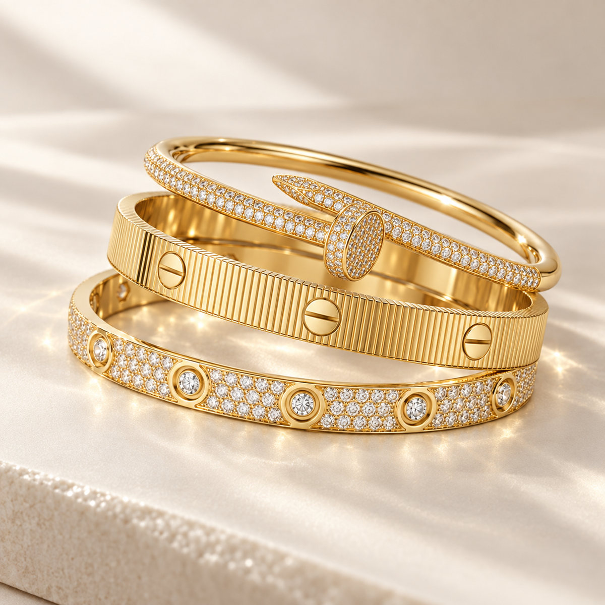 [OAKJURI Jewelry]Love & Juste Statement Bracelet Trio Stack Set