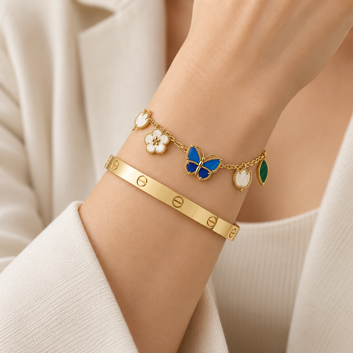 [OAKJURI Jewelry]Lucky Spring & Love Bracelet Stack Set
