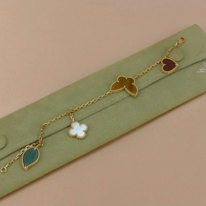 [OAKJURI Jewelry]LUCKY SPRING 5 MOTIF GOLD BRACELET