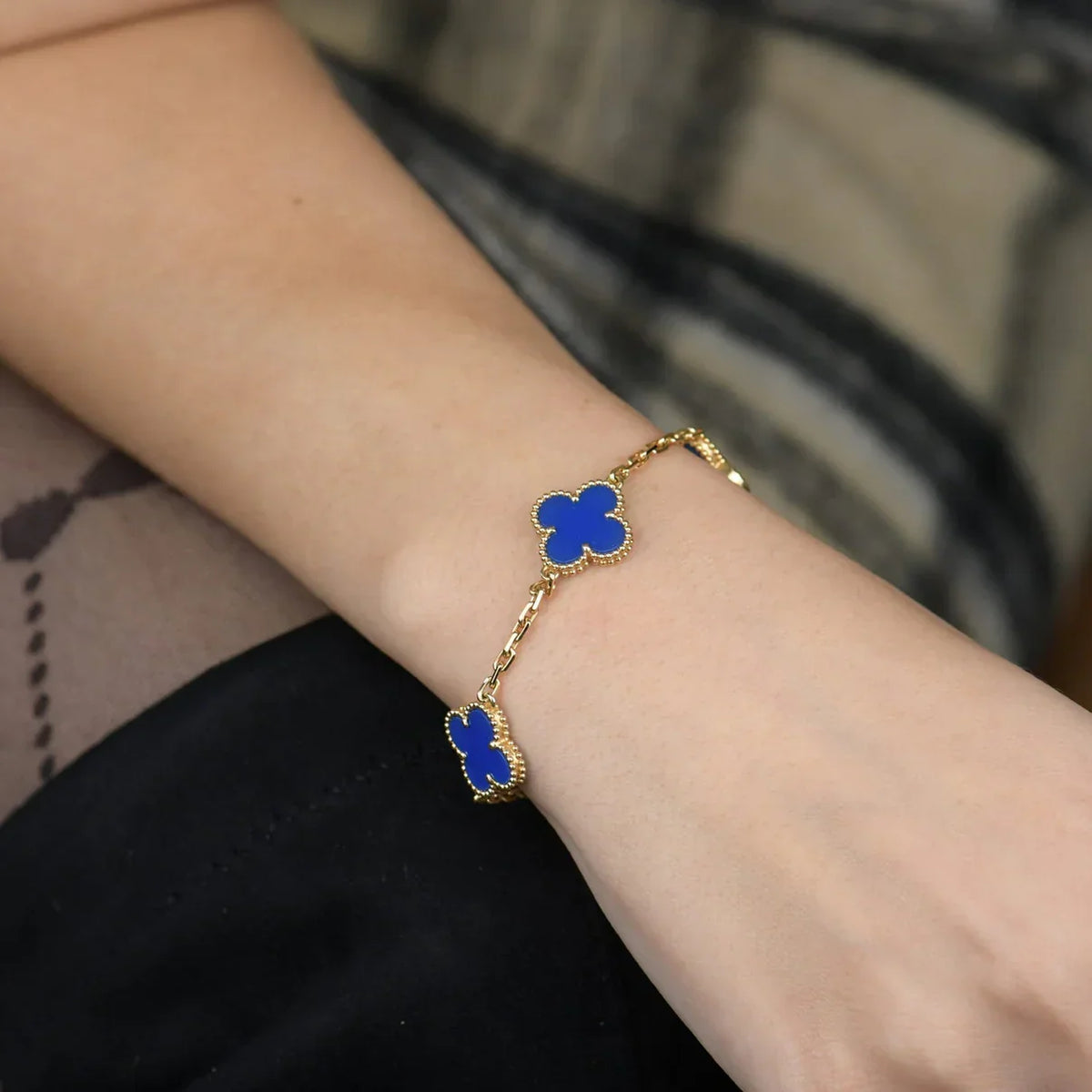 [OAKJURI Jewelry] CLOVER 5 MOTIF BLUE AGATE BRACELET COLLECTION