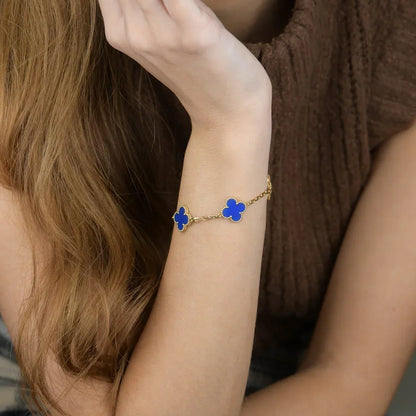 [OAKJURI Jewelry] CLOVER 5 MOTIF BLUE AGATE BRACELET COLLECTION