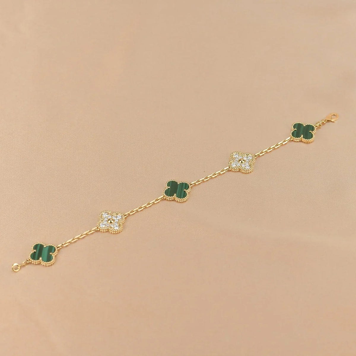 [OAKJURI Jewelry] CLOVER 5 MOTIF MALACHITE BRACELET COLLECTION