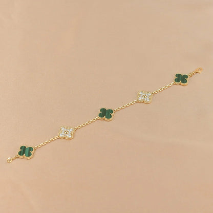 [OAKJURI Jewelry] CLOVER 5 MOTIF MALACHITE BRACELET COLLECTION
