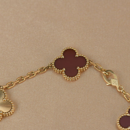 [OAKJURI Jewelry]CLOVER  5 MOTIFS CARNELIAN GOLD BRACELET