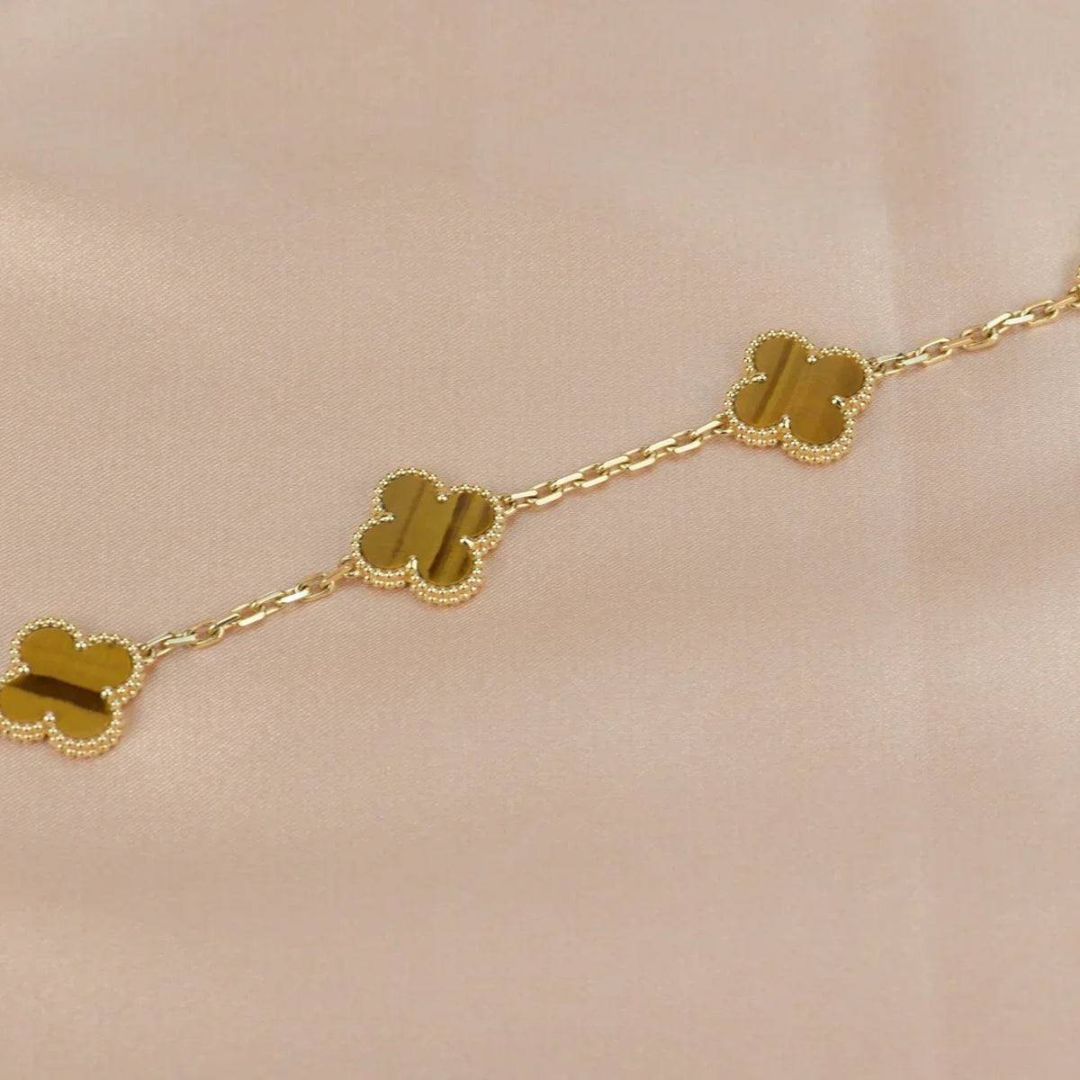 [OAKJURI Jewelry] CLOVER 5 MOTIFS TIGER EYE BRACELET COLLECTION