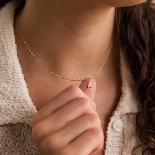 Dainty Pave Letter Necklace
