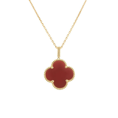 [OAKJURI Jewelry]CLOVER 25MM NECKLACE GOLD CARNELIAN