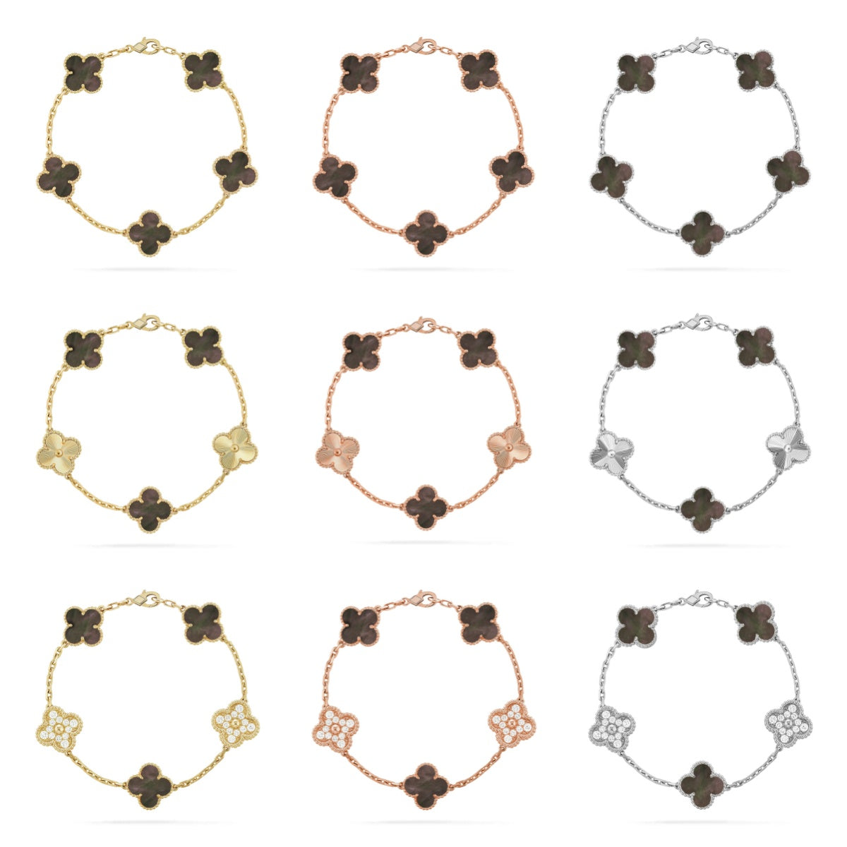 [OAKJURI Jewelry] CLOVER 5 MOTIF GRAY MOP BRACELET COLLECTION