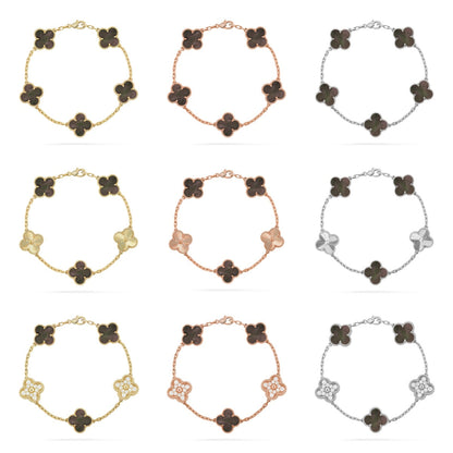[OAKJURI Jewelry] CLOVER 5 MOTIF GRAY MOP BRACELET COLLECTION
