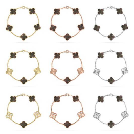 [OAKJURI Jewelry] CLOVER 5 MOTIF GRAY MOP BRACELET COLLECTION